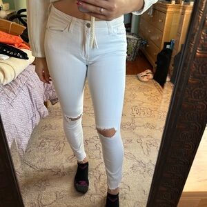 just black denim distressed white skinny jeans